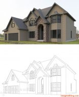 Line vector art of a house