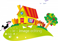 Small house with cow and chicken vector image
