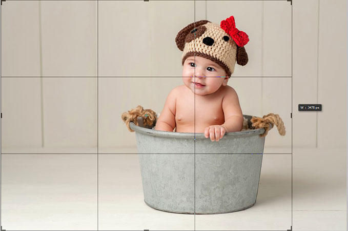cropping image of baby in basket image 
