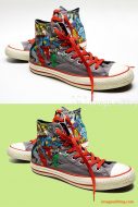 ImageEditing created natural looking original shaodw for men's superhero converse