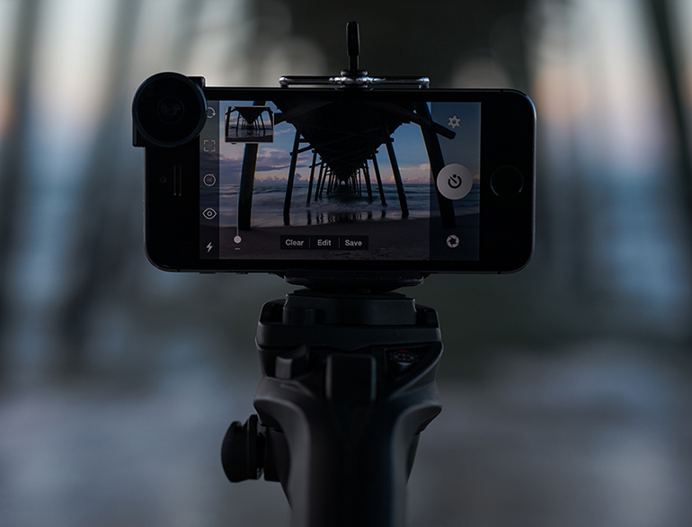 Smartphone in a Tripod for Photography