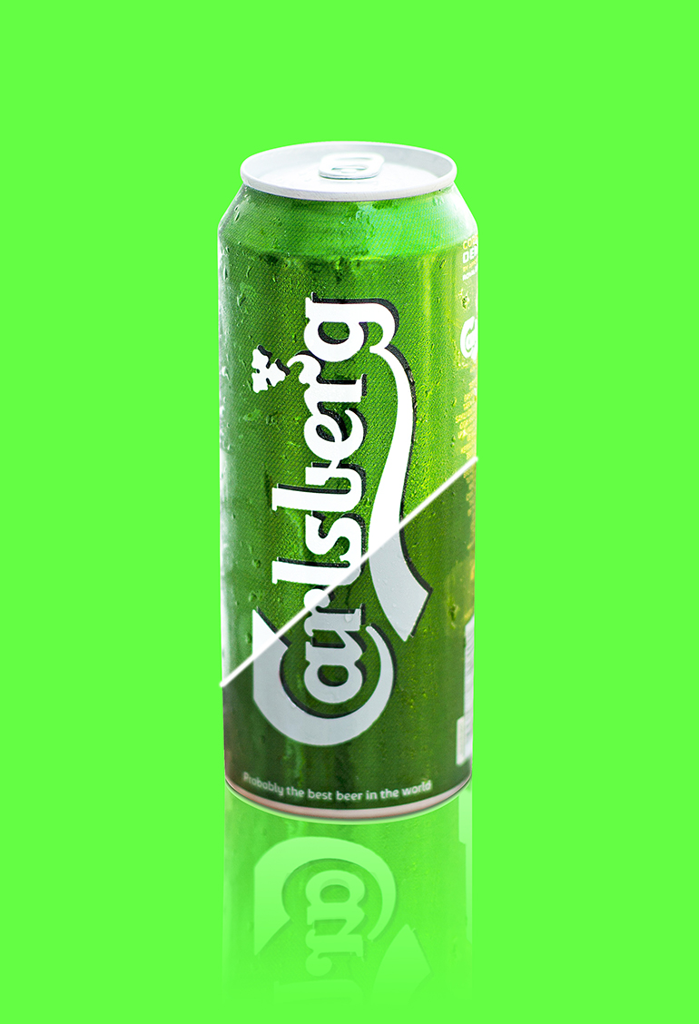 An Image of a Beer Can with Green background