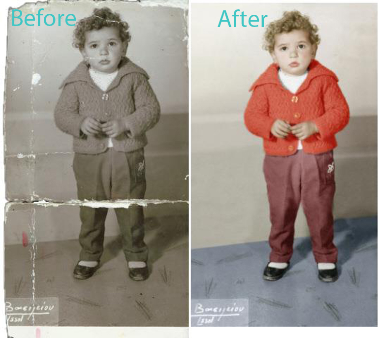 Before and After Version of an Album of a Old Photos