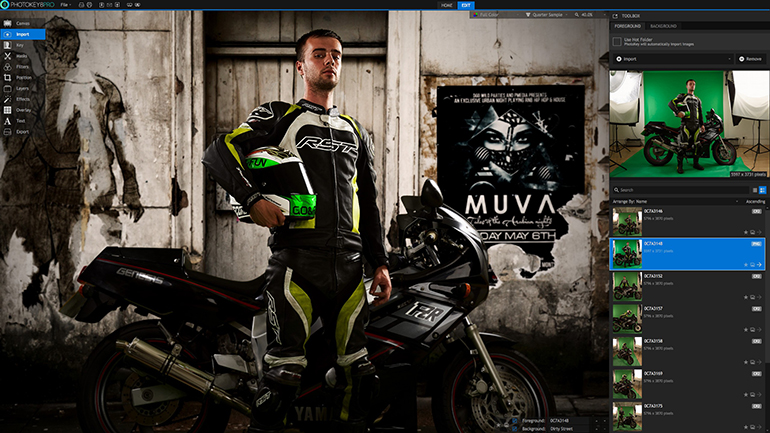 A Boy Posing in front of Bike in PhotoKey 8 Pro Homepage