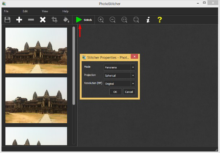 Interface of a PhotoStich Editor