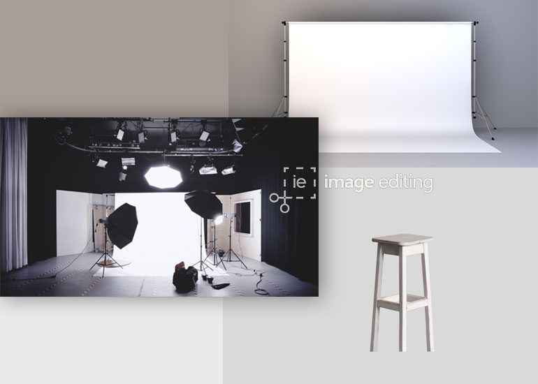 Stools, Backdrop and Lighting Accessories in a Studio