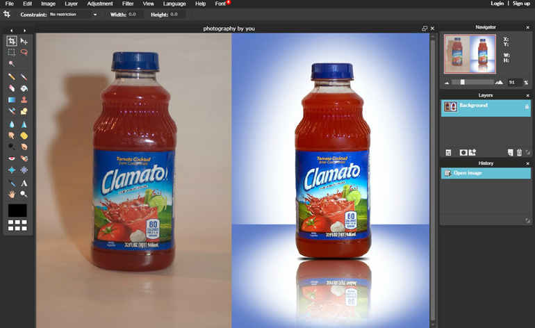 Drop Shadow Before and After Image of Bottle