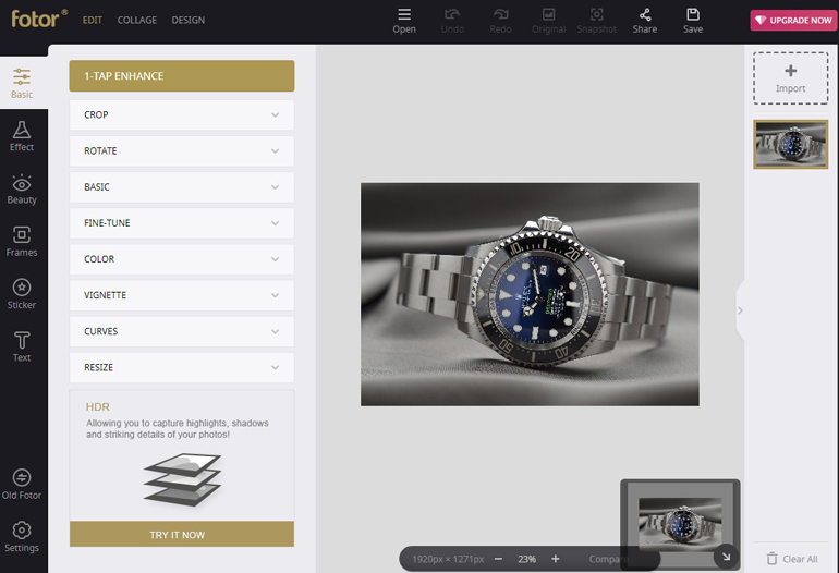 Image of a Watch in Fotor Editor