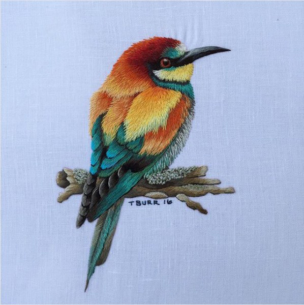 colorful bird embroidery by Trishburr