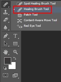 Selecting the Healing Brush from brush tool