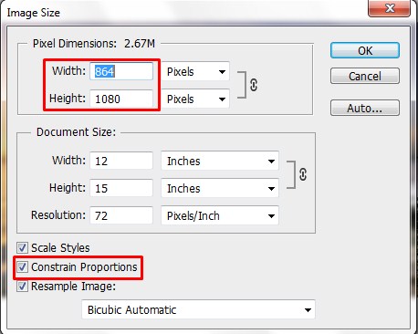 what happens when the Constrain Proportions is checked