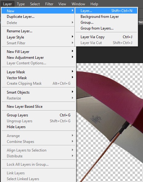 Select Layer menu-New-Layer option