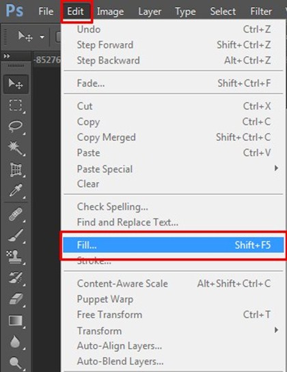 Select Edit- Fill is marked