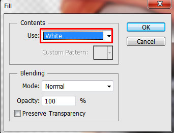 From Fill dialog box choose White