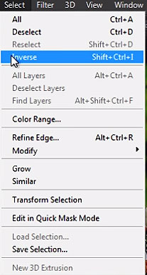 Choose Select menu and then Inverse