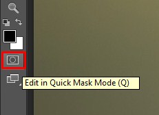  Position of the Quick Mask button is being indicated in the tool bar