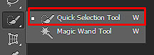 Quick Selection tool is marked