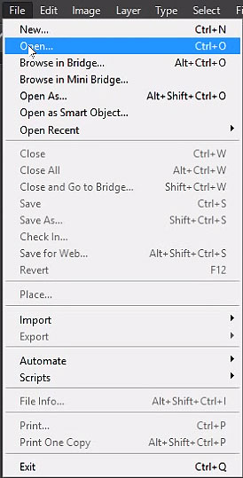 Select File menu and choose Open