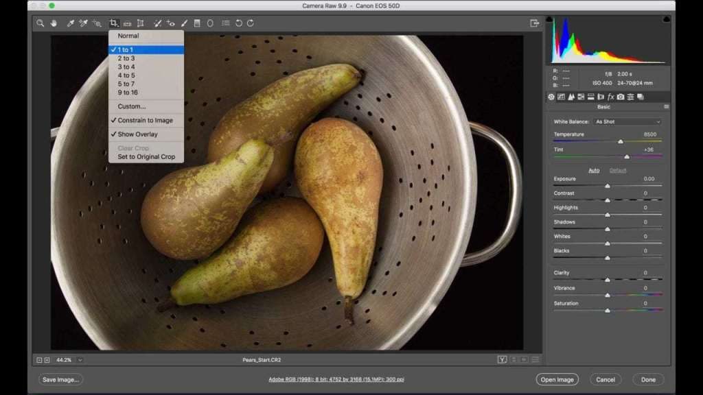 Four pears inside an utensil